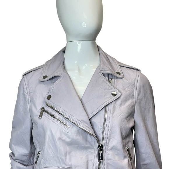 MICHAEL Michael Kors Pale Orchid Genuine Lambskin Leather Moto Jacket Size M - Picture 11 of 15